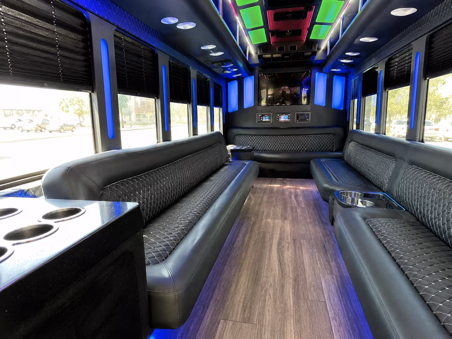draper 15 passenger party bus inside