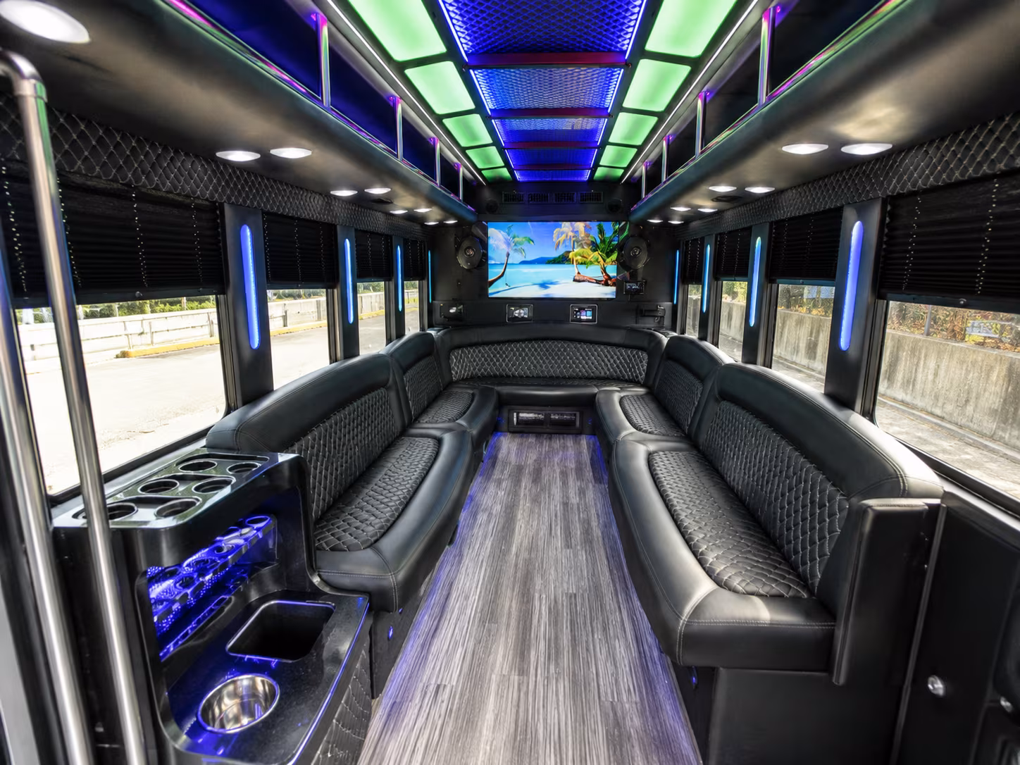 draper 18 passenger party bus inside