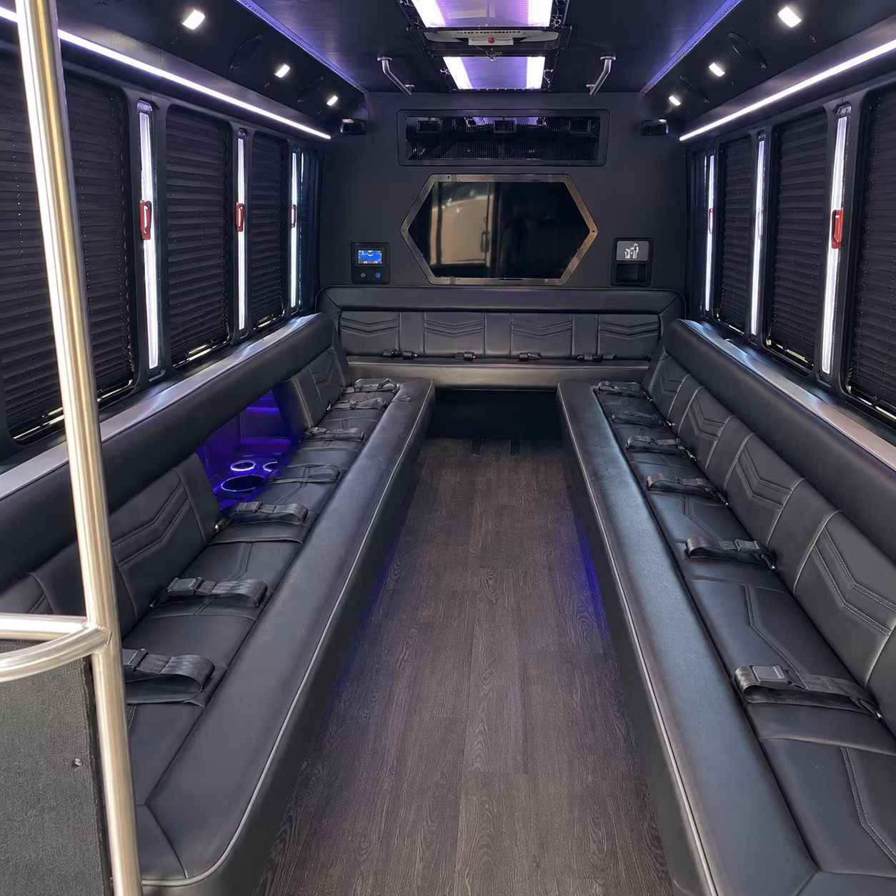 draper 18 passenger party bus interior