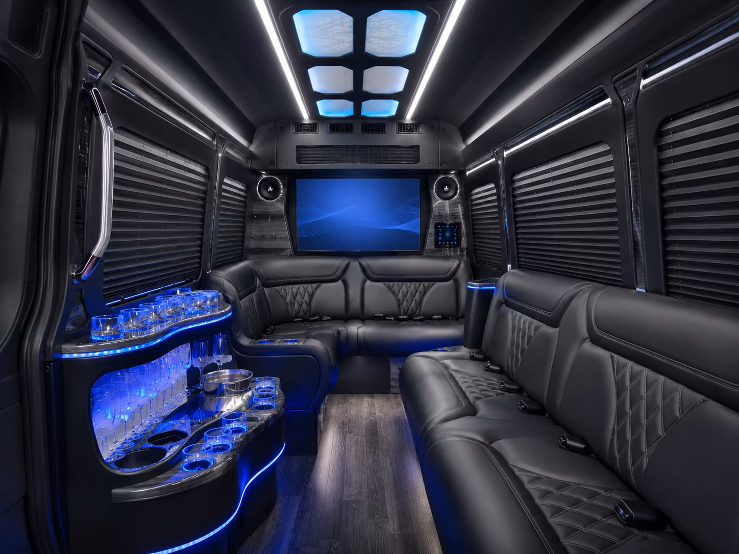 draper 30 passenger party bus inside