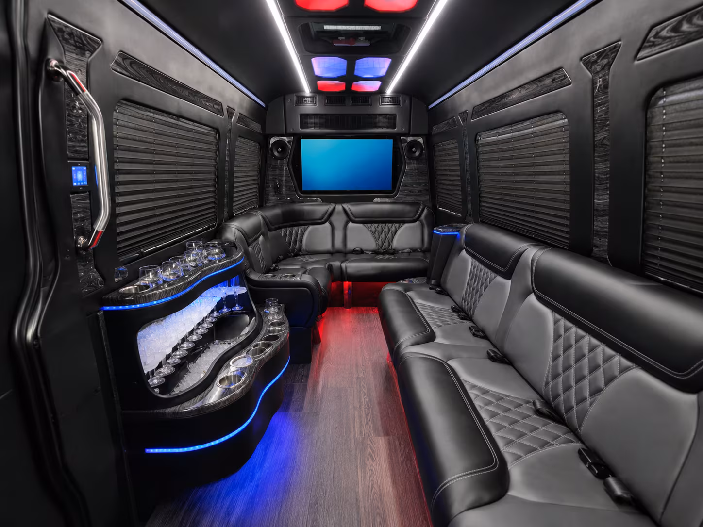 draper 40 passenger party bus inside