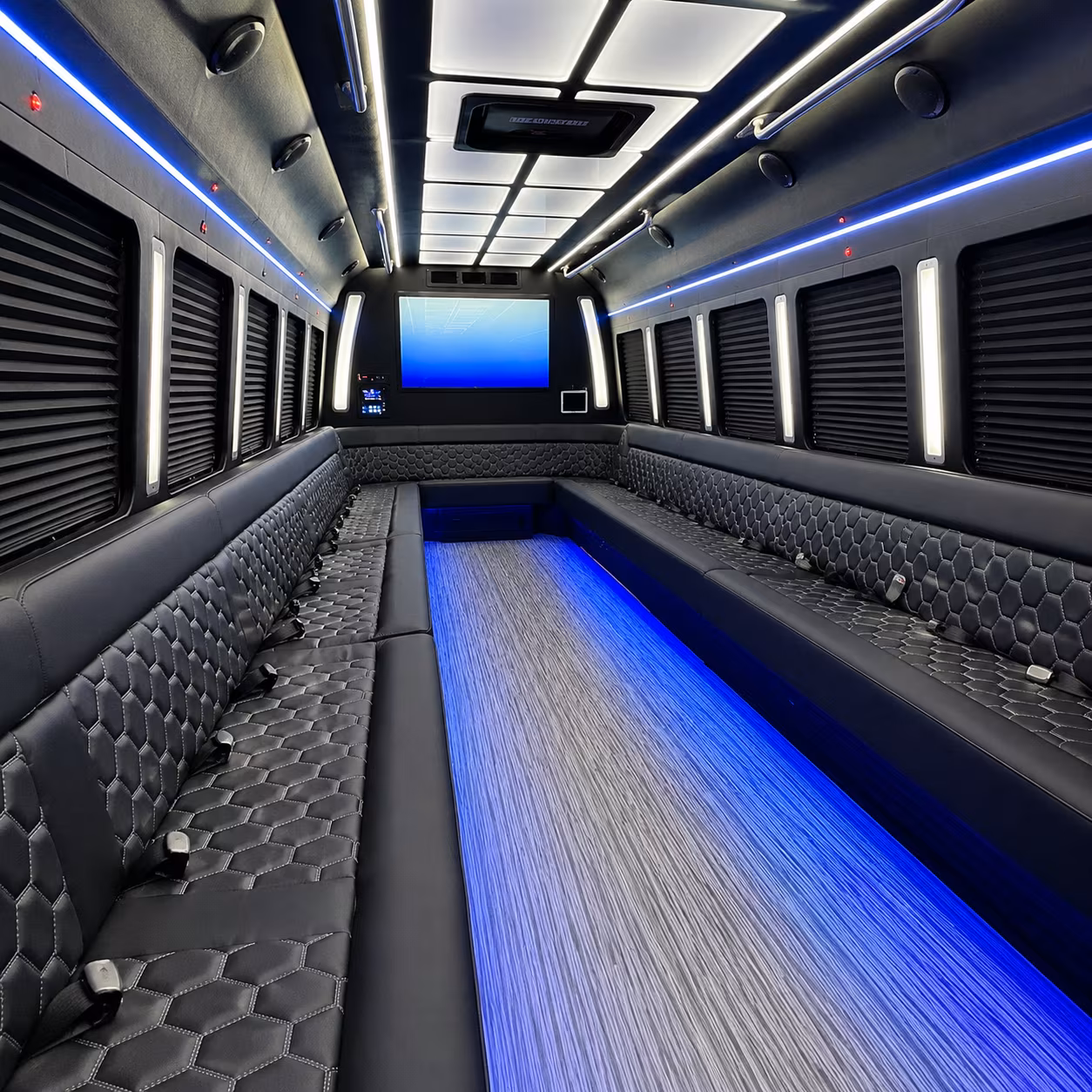 draper 50 passenger party bus inside