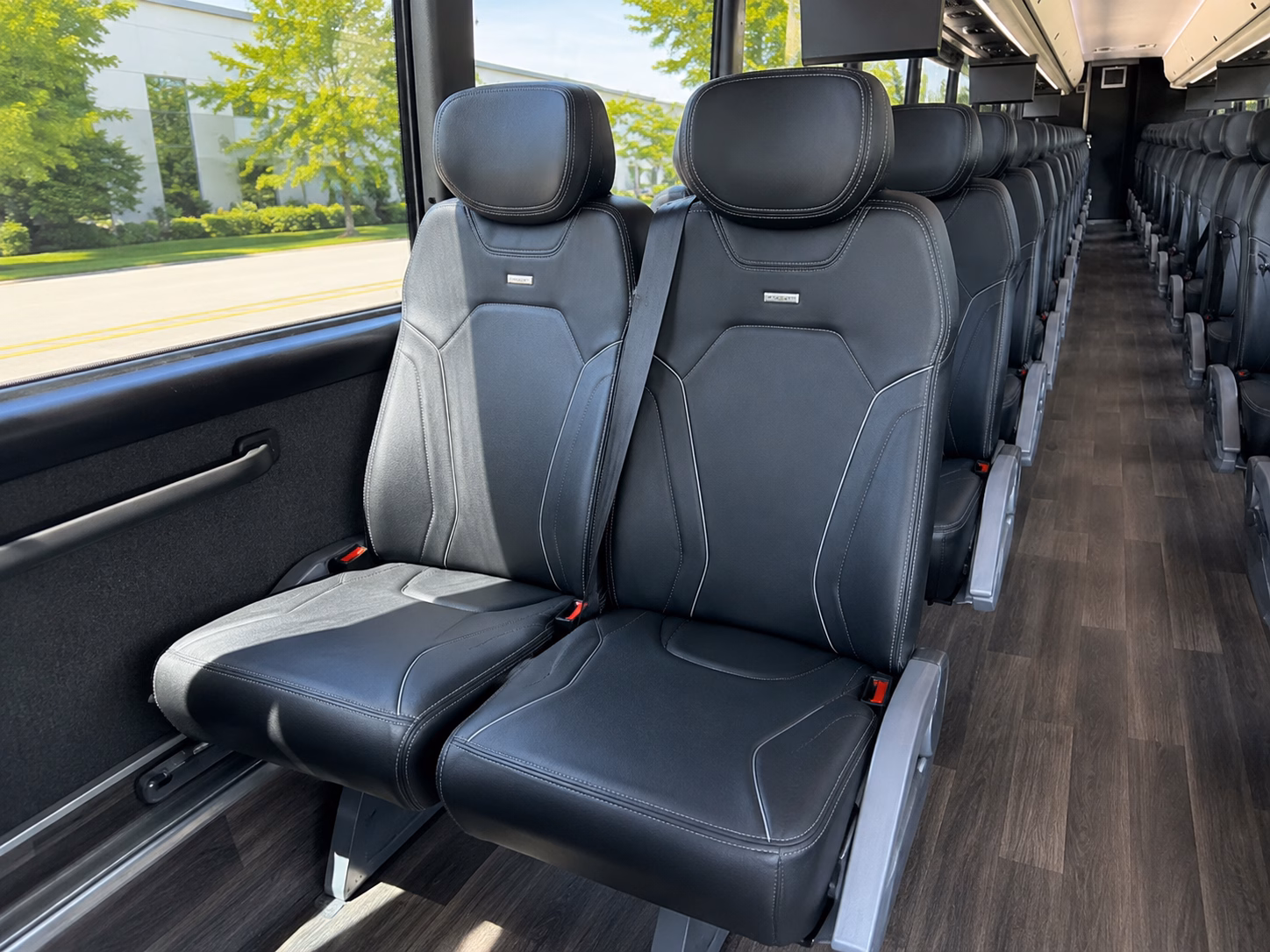sandy charter bus rental interior
